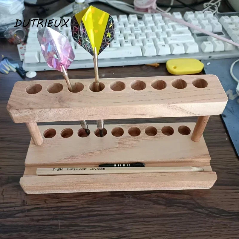 

Solid Wood Darts Storage Rack Office Club Desktop Darts Storage Multi-functional Porous Bracket with Mobile Phone Holder