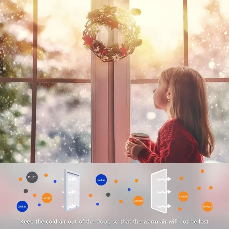 غطاء نافذة سميك مقاوم للرياح، غطاء عازل شفاف قابل للتعديل لأبواب فتحة التهوية العلية، حل دفء الشتاء للمنزل بالكامل