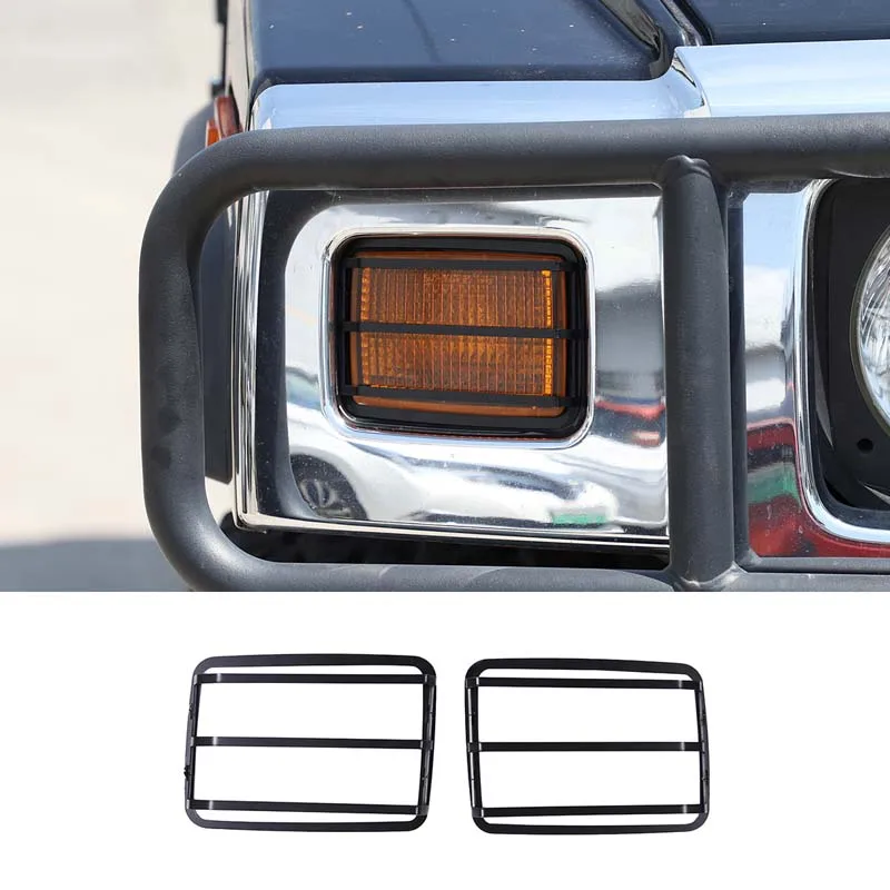 

Carbon Steel Black Car Front Bumper Turn Signal Light Cover Protect Lamp Shade Stickers for Hummer H2 2003-2009 Car Accessories