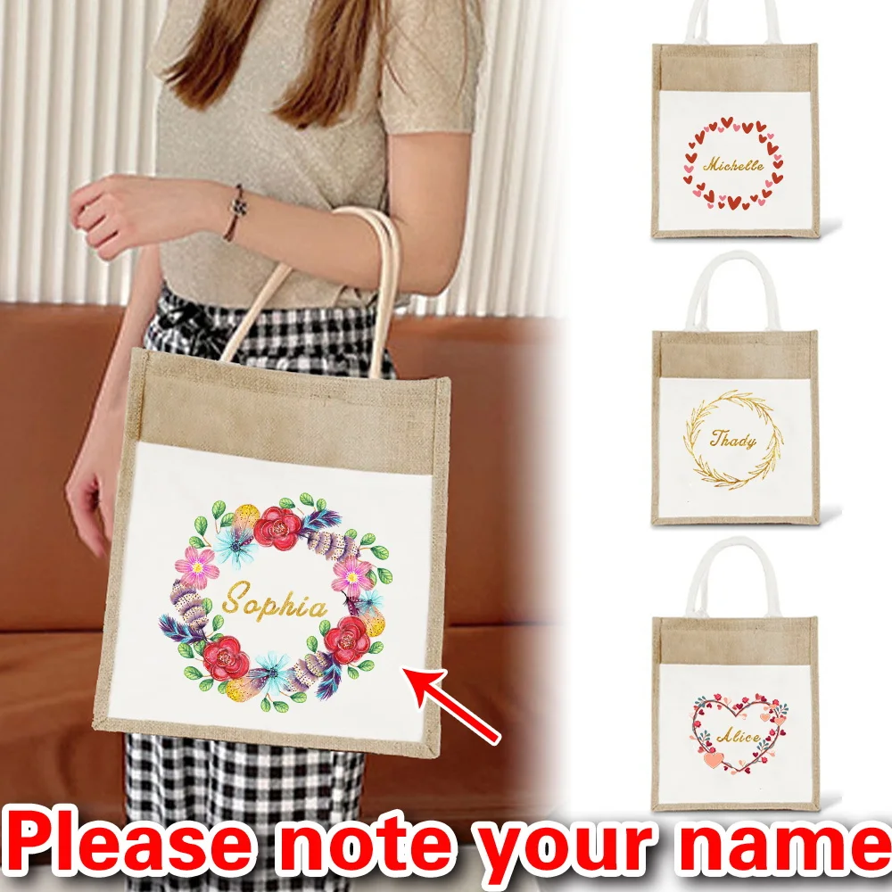 

Customizable Name Reusable Large Capacity Shopping Bag Grocery Bag Environmentally Friendly Jute Shopping Bag