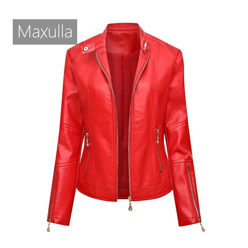 Autumn Winter Women\'s PU Leather Jacket Casual Retro Punk Style Biker Coats Fashion Lady Motorcycle Leather Jackets Clothing