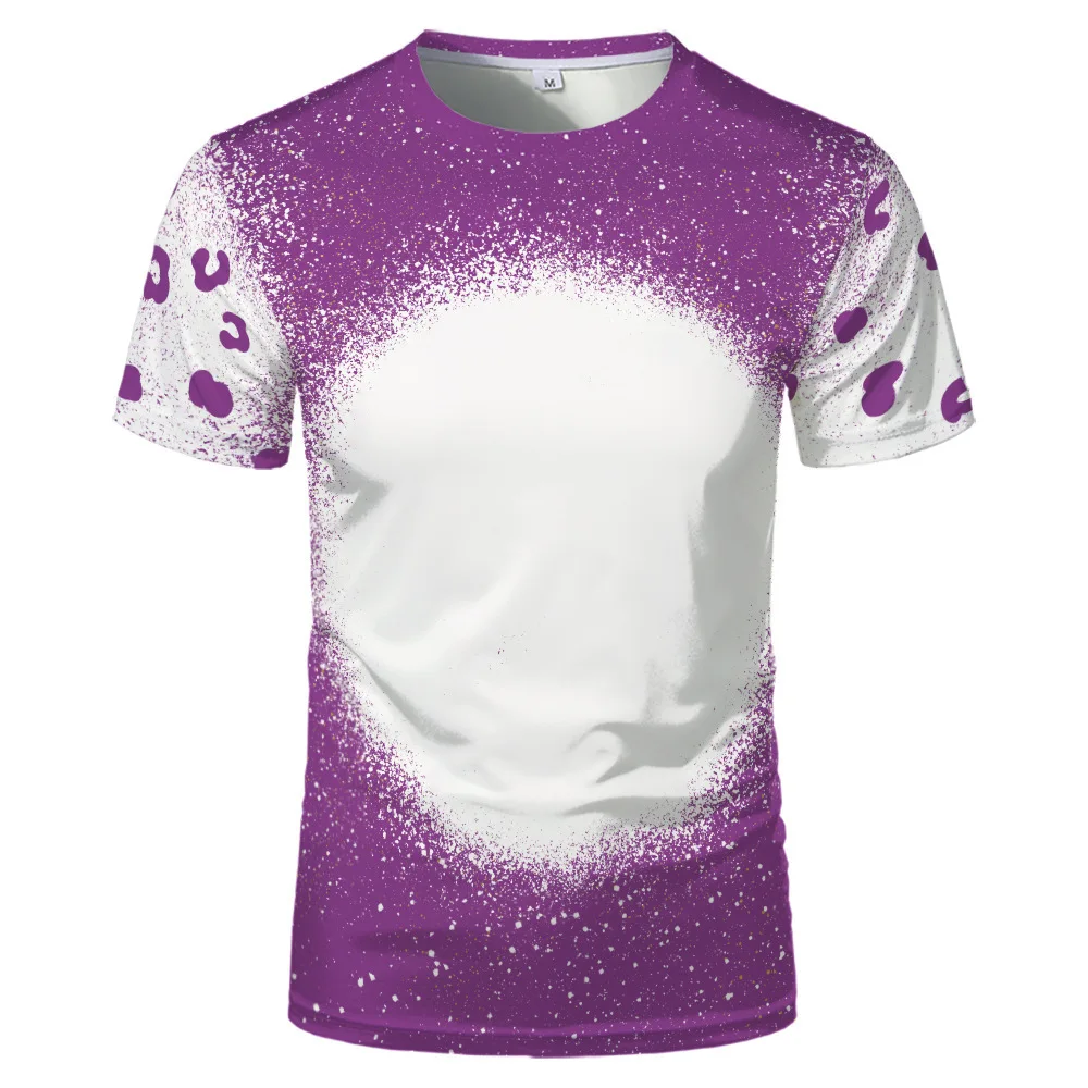 Sublimation Tie Dye Blank Polyester Tee Tops Heat Transfer Blanks T-shirt Round Neck Short Sleeve For DIY Custom Logo