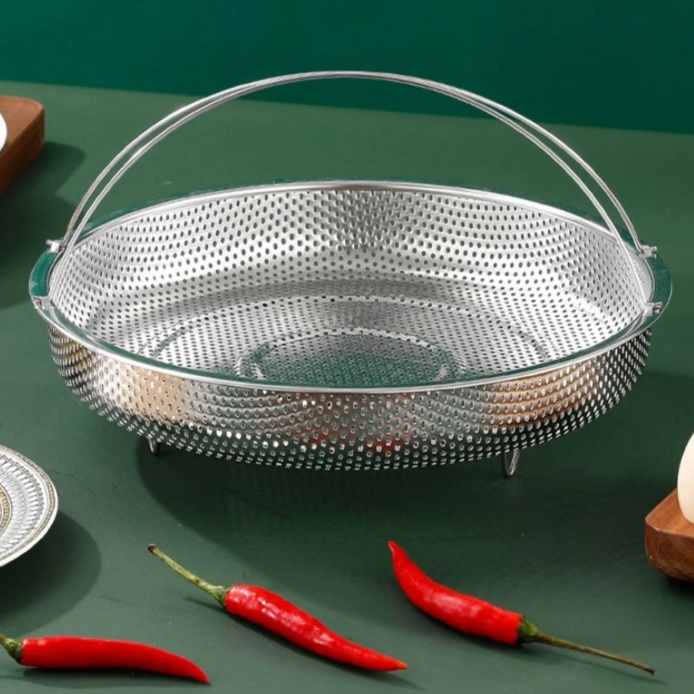 

Stainless Steel Steaming Basket 20Cm Round Multi-Function Handheld Vegetable Dumpling Steamer Insert For Pot Kitchen