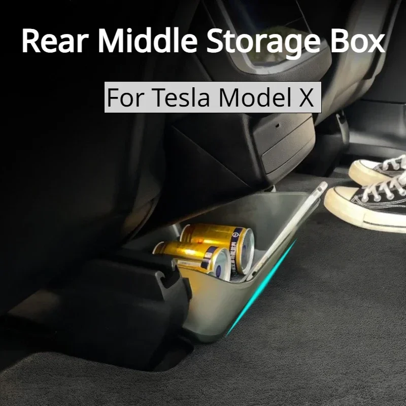 For Tesla Model X Rear Middle Storage Box Tissue Box Trash Can Transparent Acrylic Storage ModelX Car Interior Accessories 2023