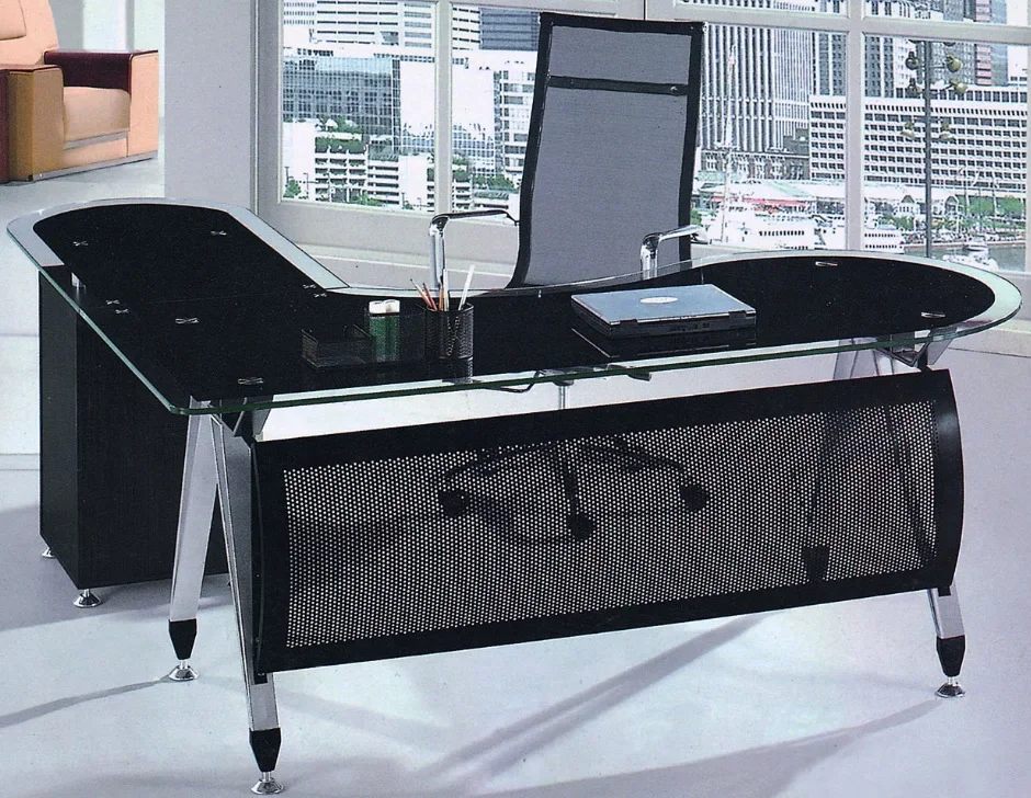 Popular High-quality Metal Modern Minimalist Office Furniture Tempered Glass Desk