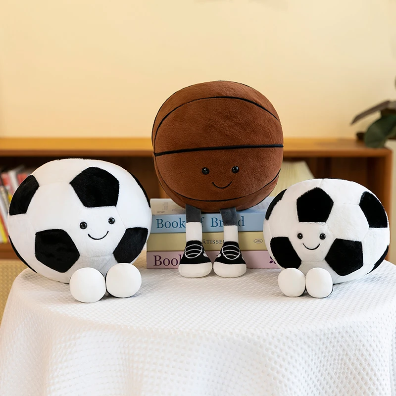 Creative new football, basketball, volleyball, black 8-ball plush toys, realistic sports stuffed dolls Ideal birthday gifts for