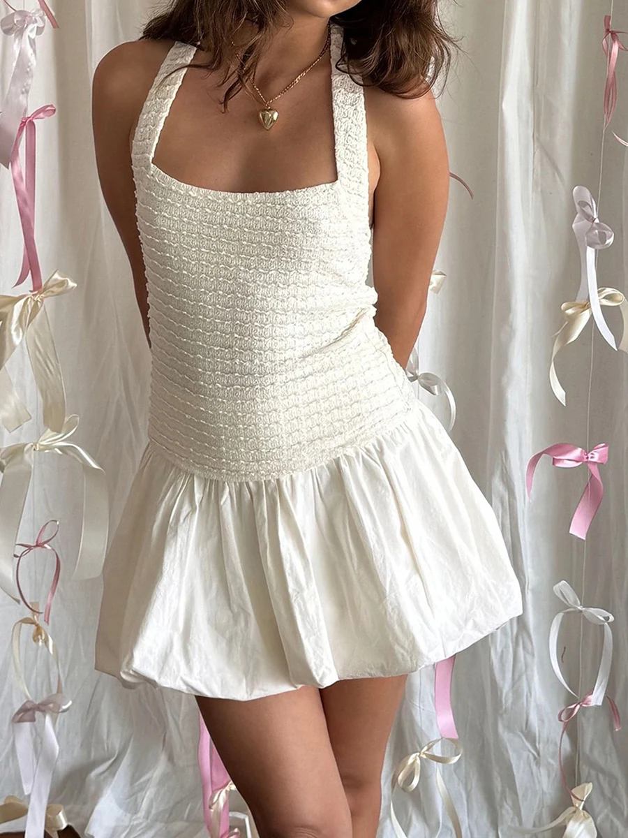 Mini jupe à volants en dentelle pour femmes, taille élastique, jupe trapèze plissée évasée, jupe courte de plage Swing, Y2K