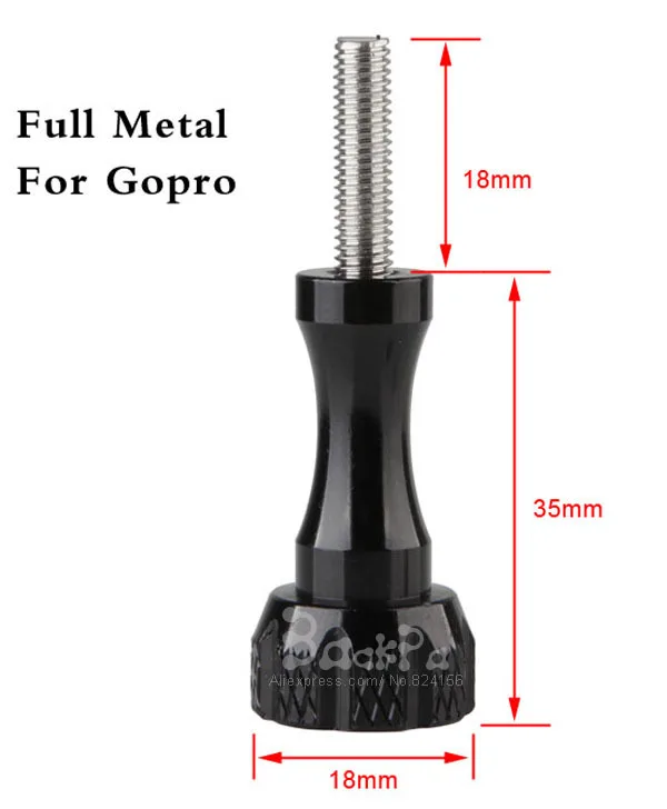 카메라 마운트 거치대 어댑터 나사 액세서리, 풀 메탈 블랙, 고프로 히어로 3 4 Suptig SJ4000 SJ5000 SJ6000, 추적 없음, 1 개