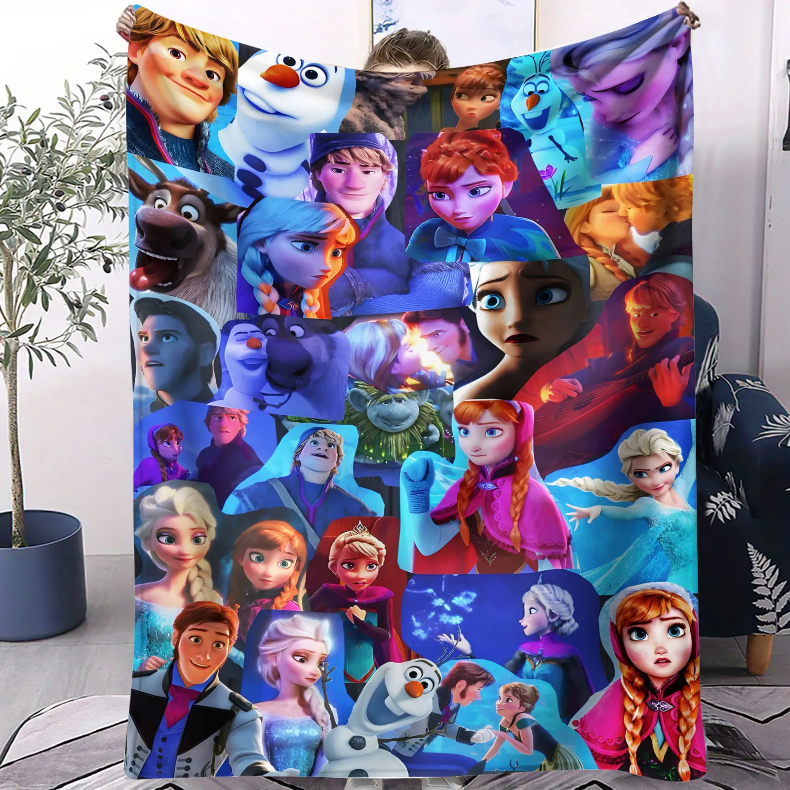 بطانية الفانيلا المجمدة إلسا آنا أولاف الكرتون لينة رمي للأطفال غرفة نوم أريكة التخييم في الهواء الطلق عيد الميلاد هدية عيد ميلاد الاستخدام اليومي #3