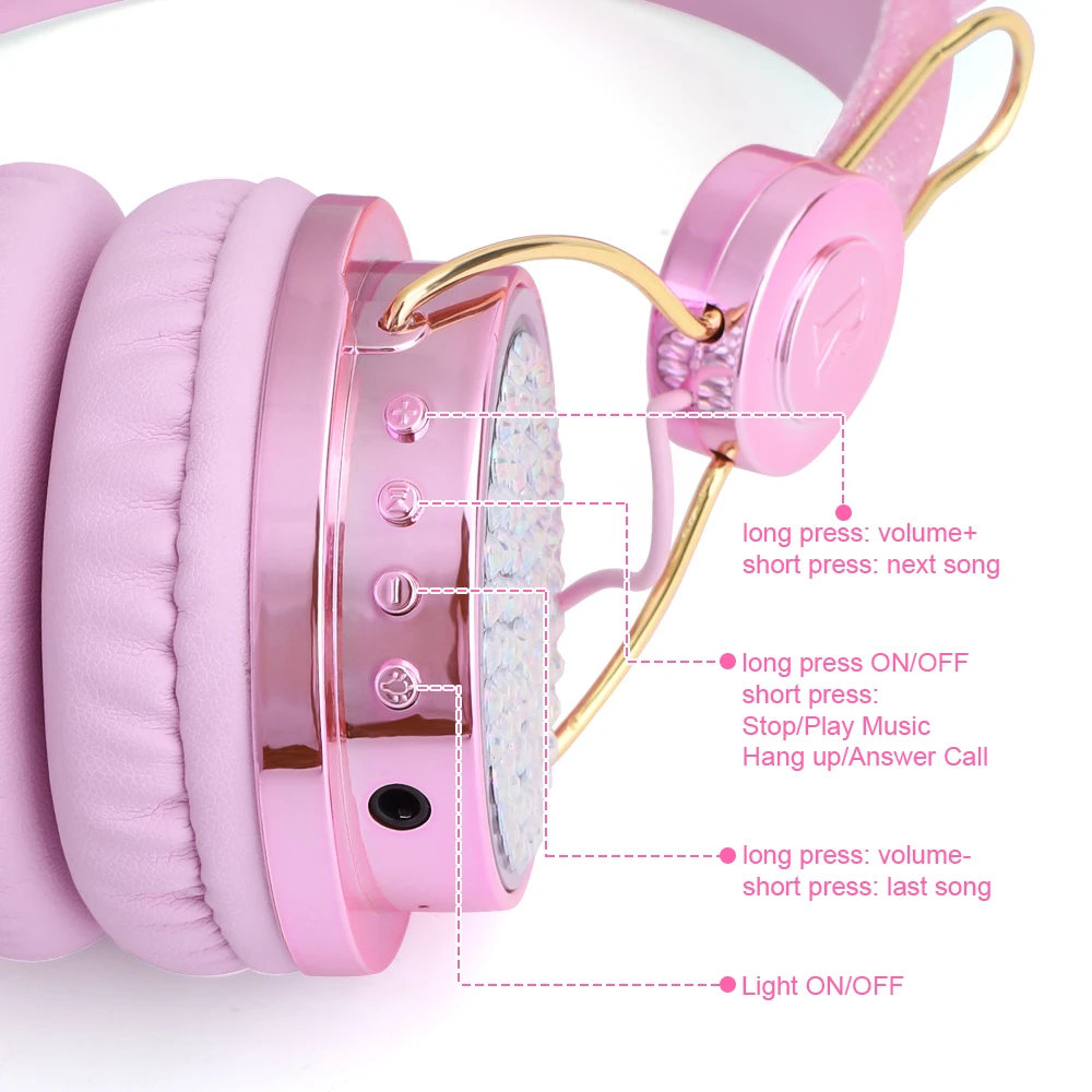 Wireless Bluetooth Headset Glow Lights Unicorn Headphones for Children Music Stereo with MIC Kids Girls Christmas Gifts Helmets