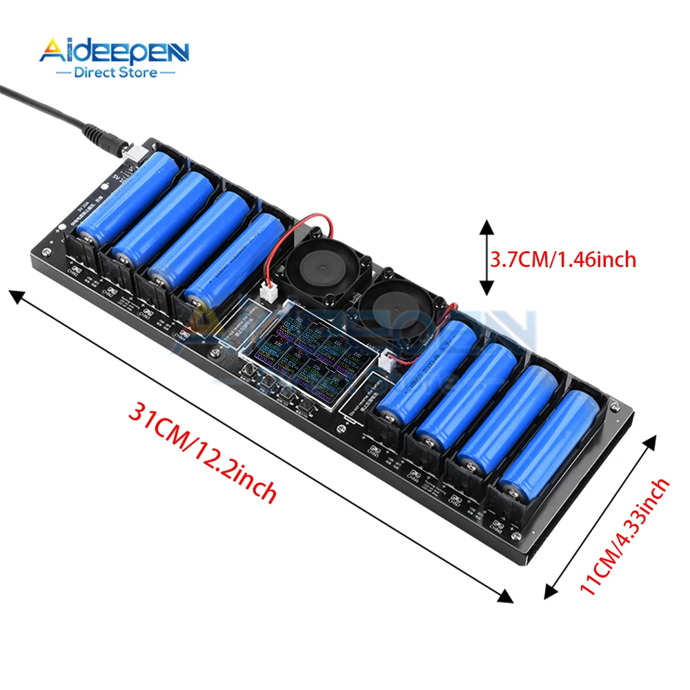 8 CH 18650 Lithium Battery Capacity Tester MAh Capacity Division Internal Resistance Measuring Module 18650 Battery Tester