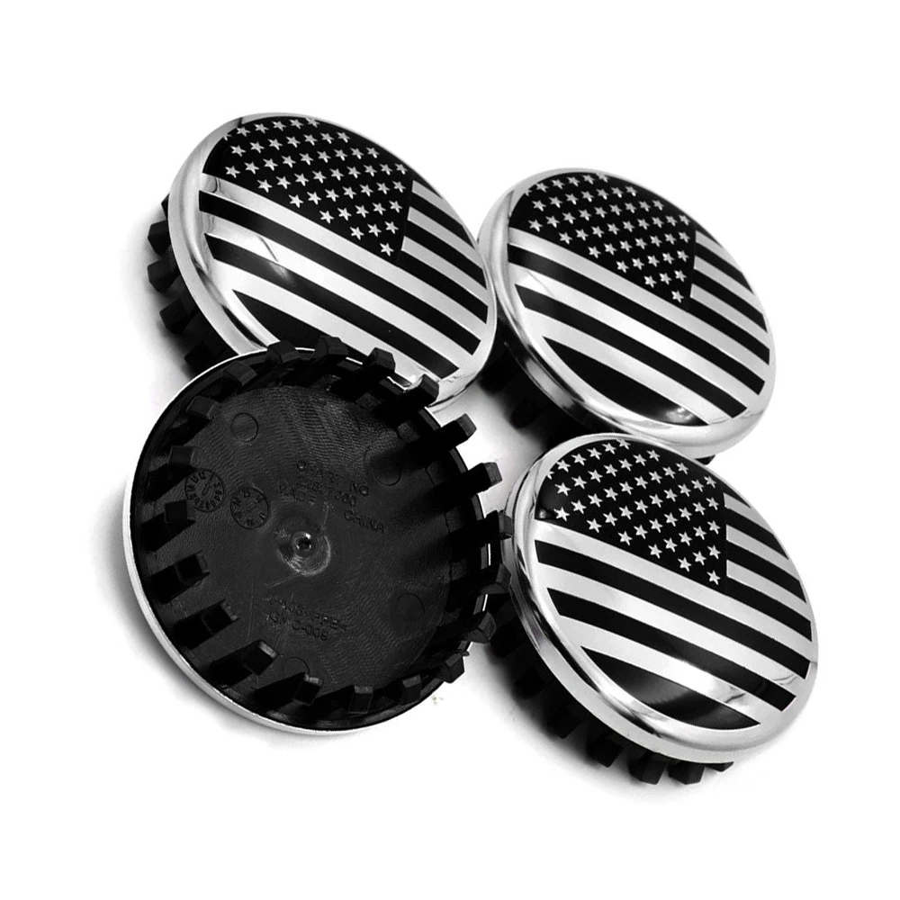 

4x 83mm Black Silver US Flag Car Wheel Center Hub Caps for Silverado Sierra 1500