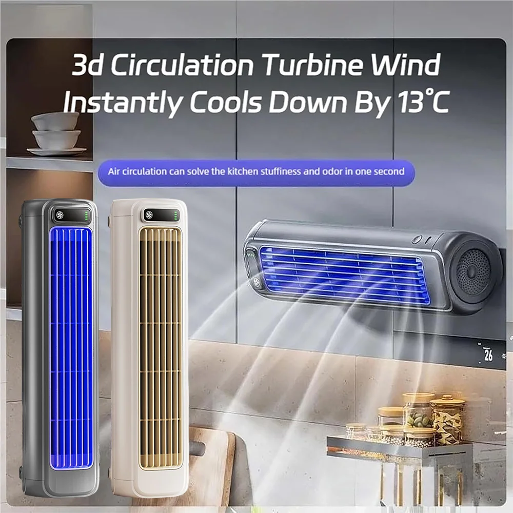 

Портативный турбо-башенный вентилятор 2-в-1, 2000 мАч, циркулятор воздуха, настольный вставной/перезаряжаемый вентилятор, настенный бесшумный башенный вентилятор без сверления ﻿