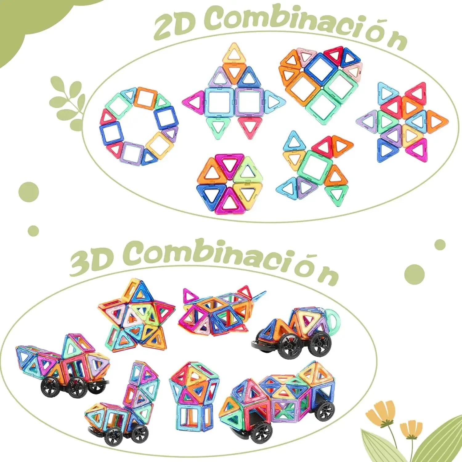 Blocos de Construção Magnéticos para Crianças, Jogos Educativos, Presentes para Crianças, 74 Pcs