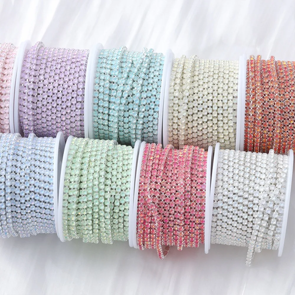 1 Yard 3mm Mocha Crystal Rhinestone Chain Trim Bling Diamonds Rhinestone Chains for Crafts DIY Sewing Jewelry Clothing Wedding