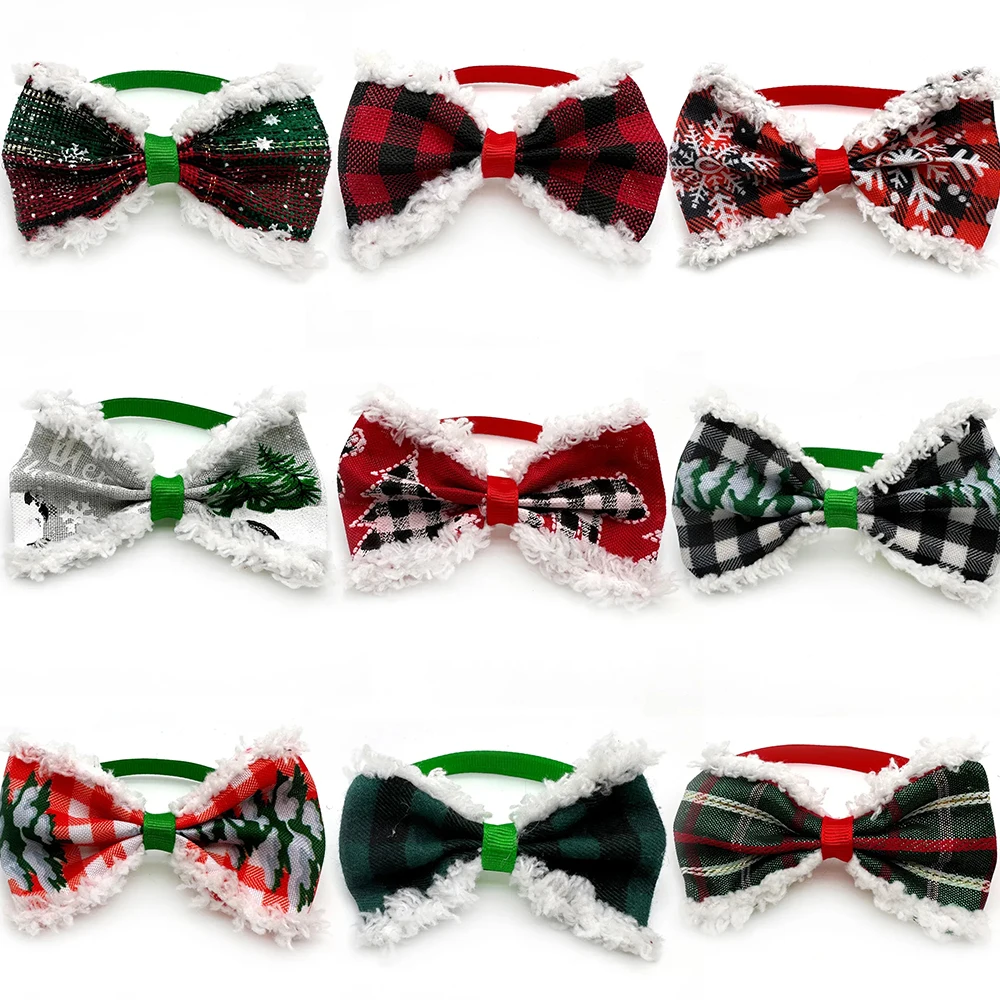 

30/50 шт., рождественские галстуки-бабочки для щенков, плюшевый стиль, галстук-бабочка для кошек, праздничные аксессуары для собак, снежинка, галстук-бабочка для домашних животных, принадлежности
