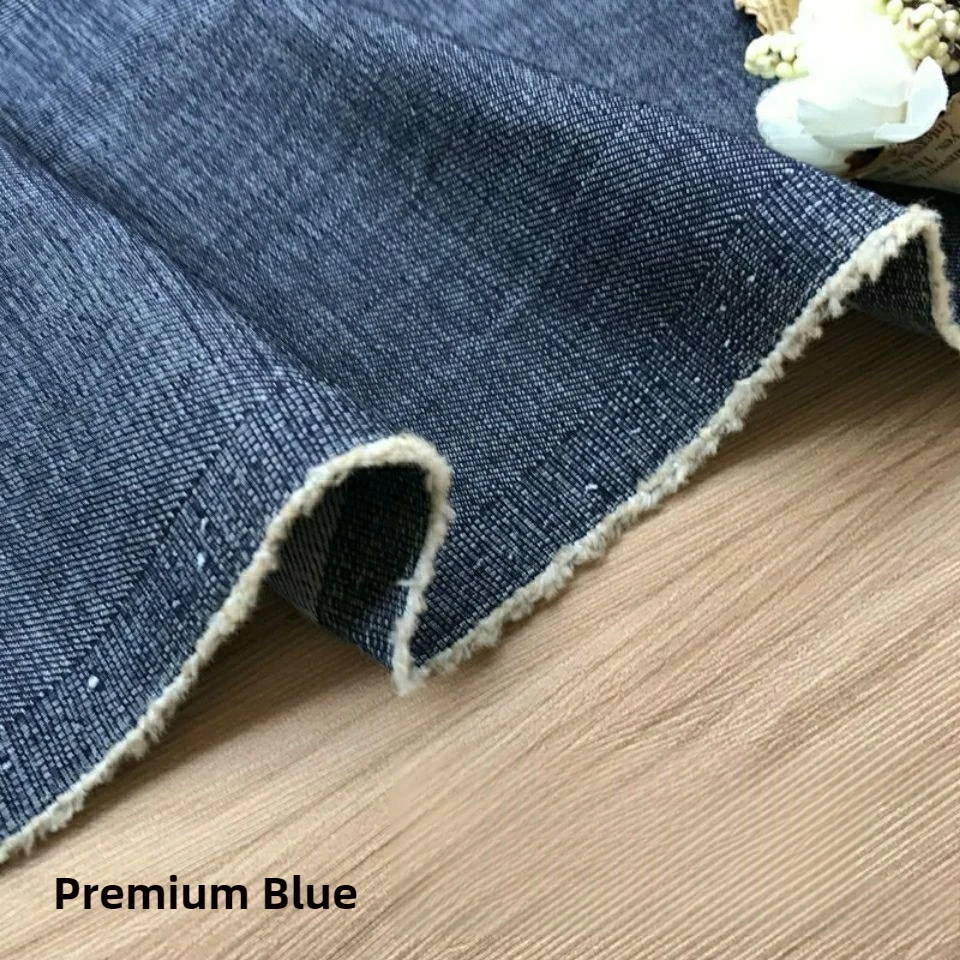 Plain Jeans Fabric Stretch By The Meter for Dresses Pants Clothing Sewing Medium Thick Polyester Jacket Denim Cloth Soft Black