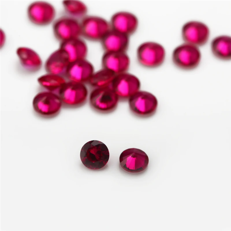 Size 1.0~3.0mm Round Cut 1.25# 3# 5# 8# Red Stone Synthetic Corundum Gems For Jewelry