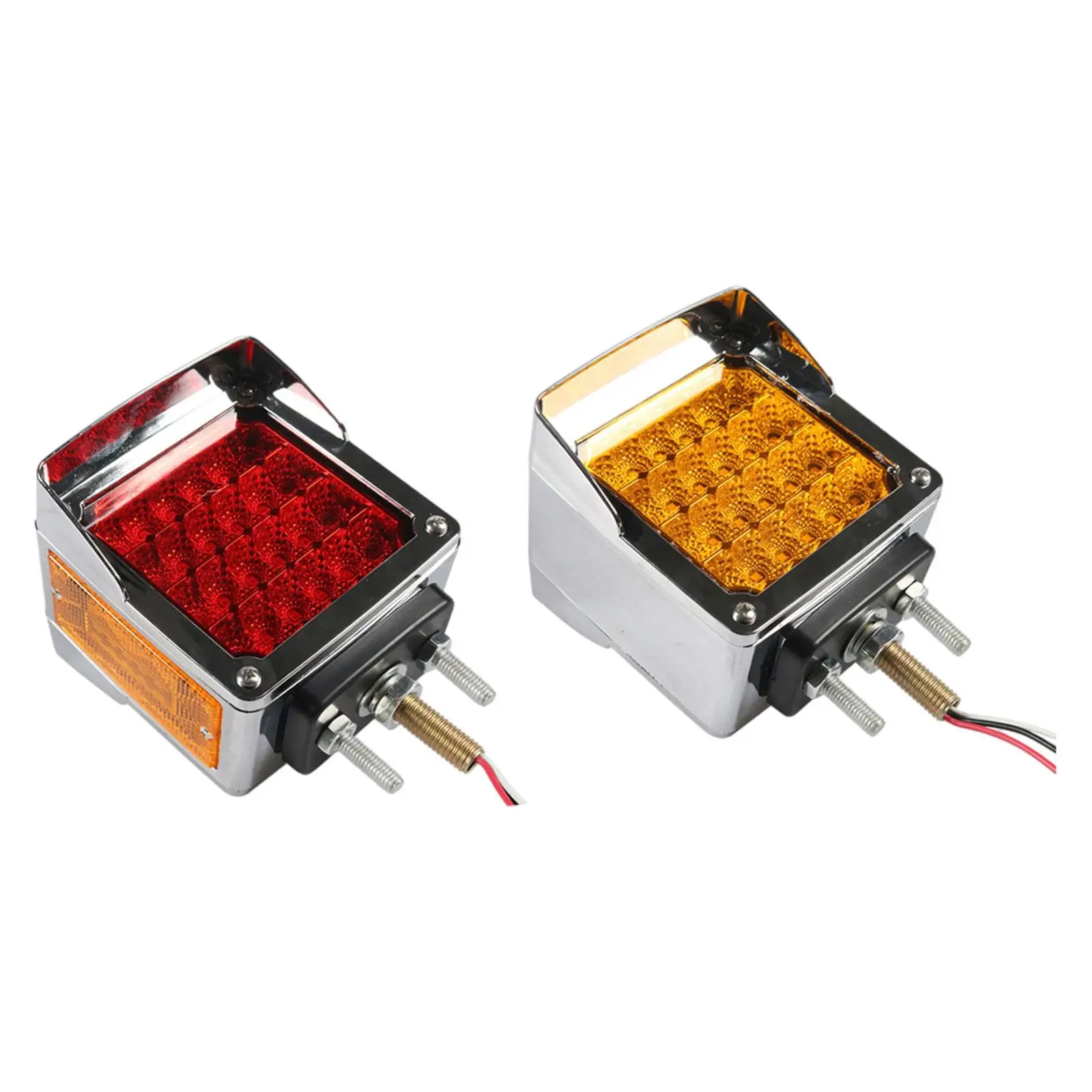 

2 Pieces LED Square Pedestal Lights Side Marker Lights Amber and Red Accessory Bright LED Turn Signal Lights for Trailer