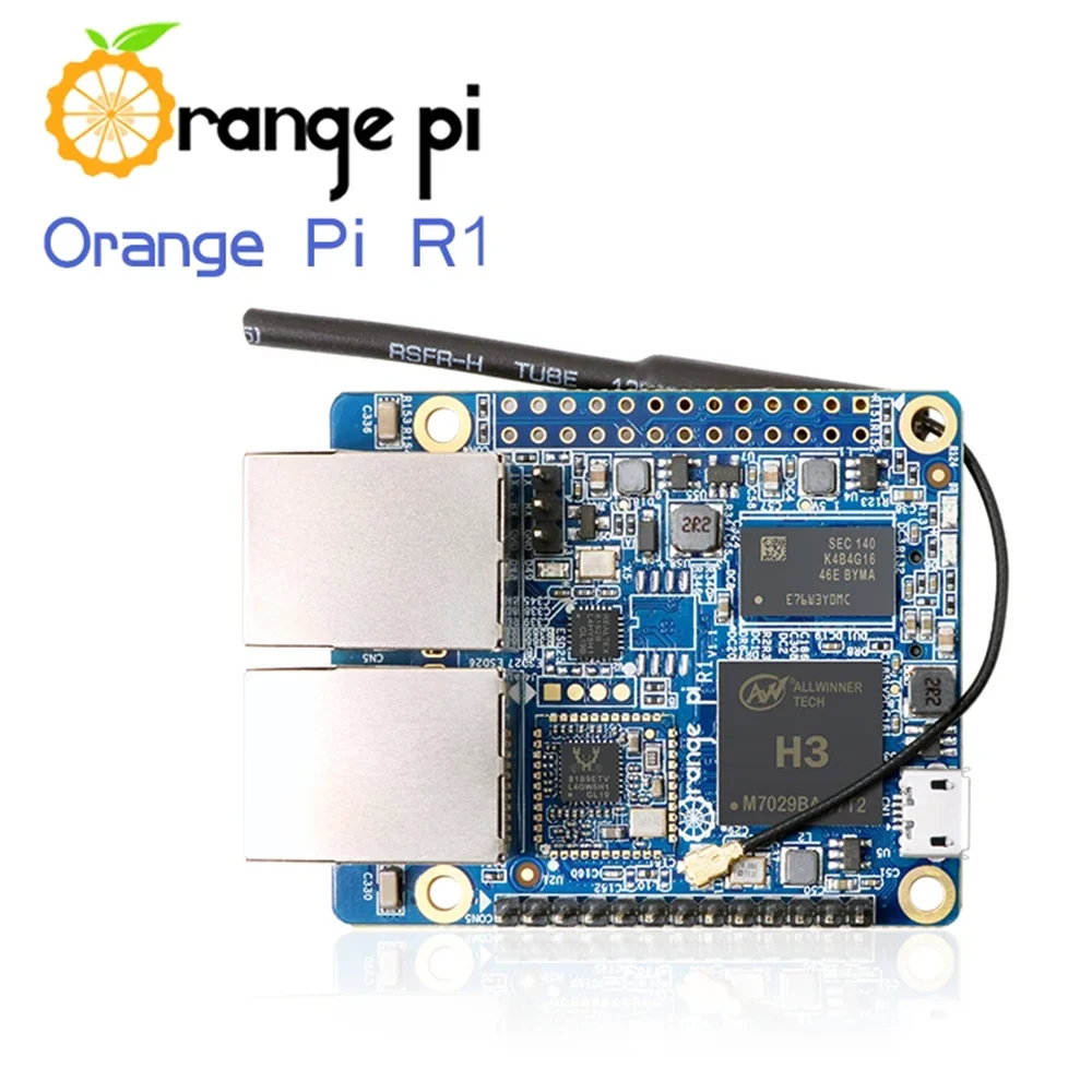 Orange Pi R1 Development board 512MB H3 Quad Core Cortex-A7 Open-Source Board, Support Dual network ports onboard Wifi