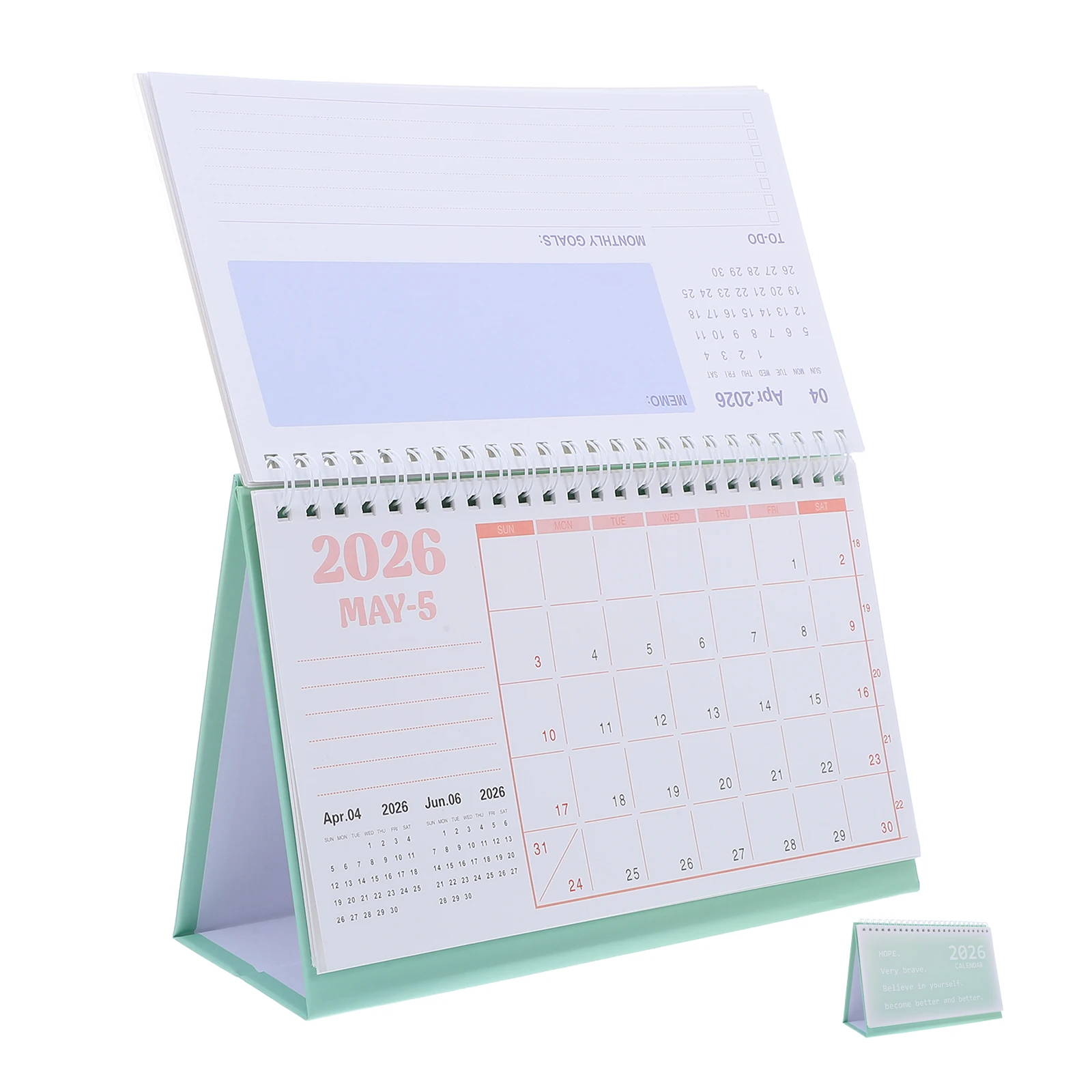 

2026 Spiral Desk Calendar Elegant Coil Binding Table Calendar With Thick Paper Sturdy Flip Pages For Office Home School
