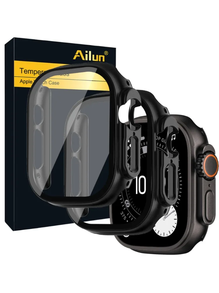 Etui na Apple Watch Ultra 3 49mm PC Bumper + Folia Ochronna na Ekran iWatch Ultra 2 49mm Szkło Hartowane HD + Obudowa Akcesoria — 2
