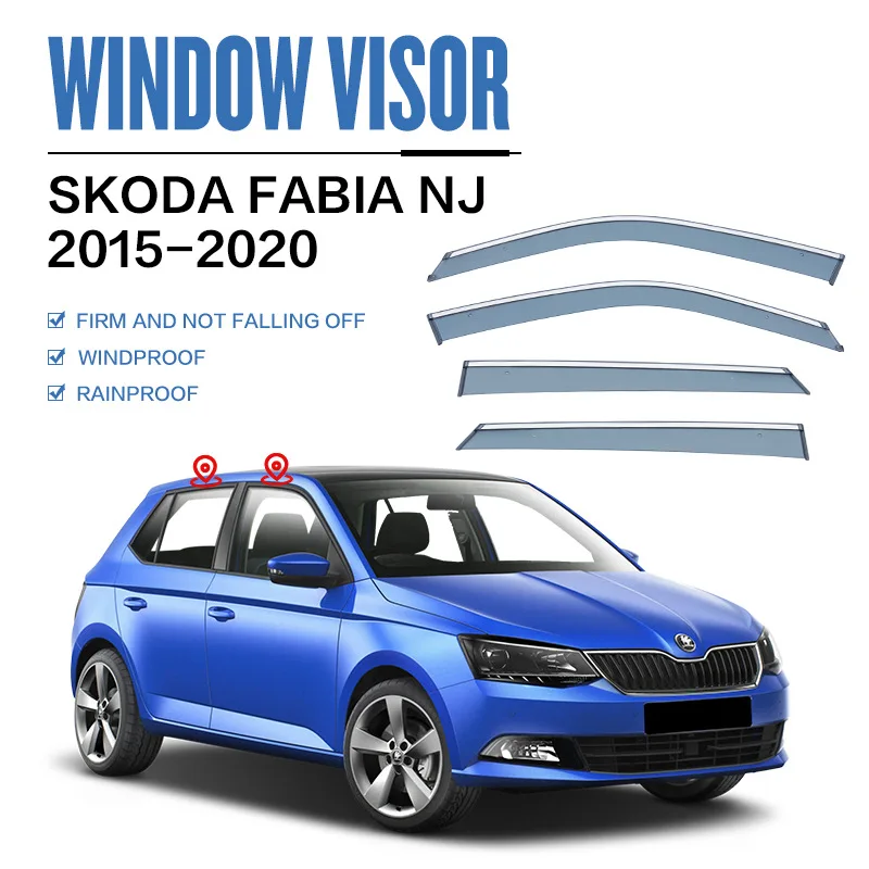 

Для Skoda Fabia 5J NJ 2008-2020: Дефлекторы окон, ветровики, накладки на боковые окна, защита от дождя и солнца, аксессуары для стайлинга автомобиля