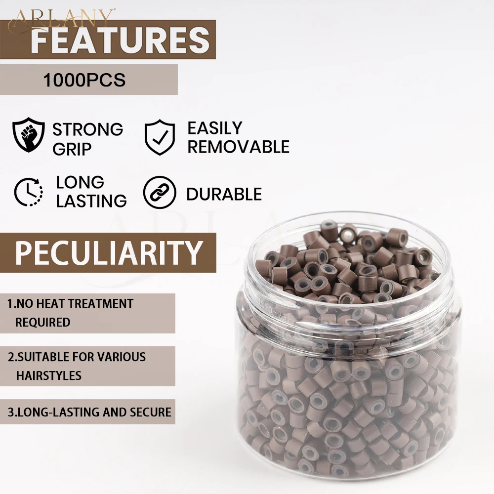 ARLANY 1000 قطعة 4 مللي متر سيليكون الشعر التمديد الخرز ل ملحقات لحمة وصلات شعر غير مرئية مايكرو الخرز ل ريشة تمديد