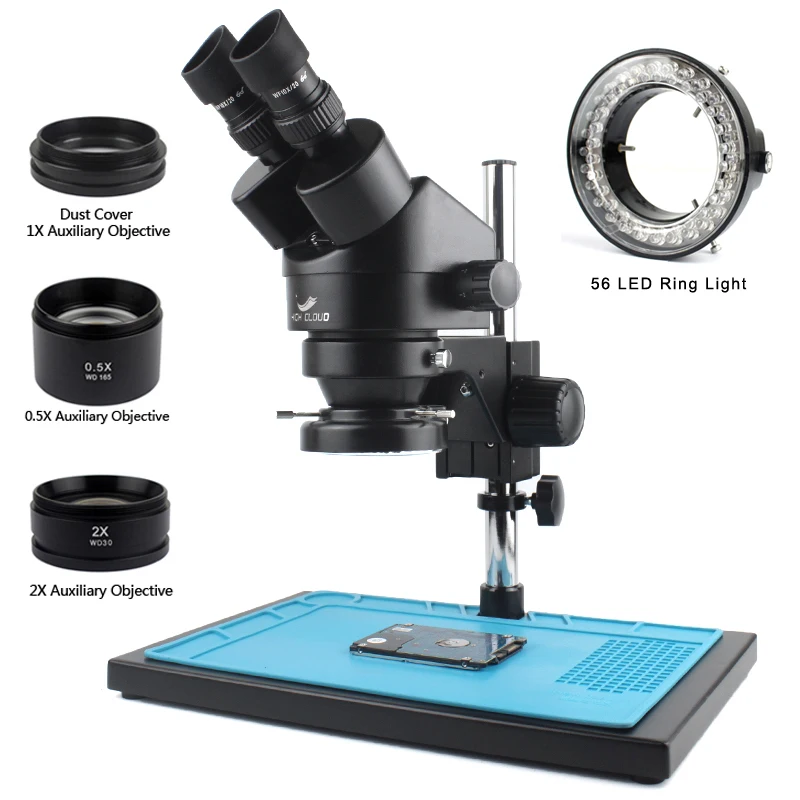 microscopio estereo binocular industrial ampliacao mais 56 luzes led ajustavel reparo de solda do telefone profissional 35x 90x 01