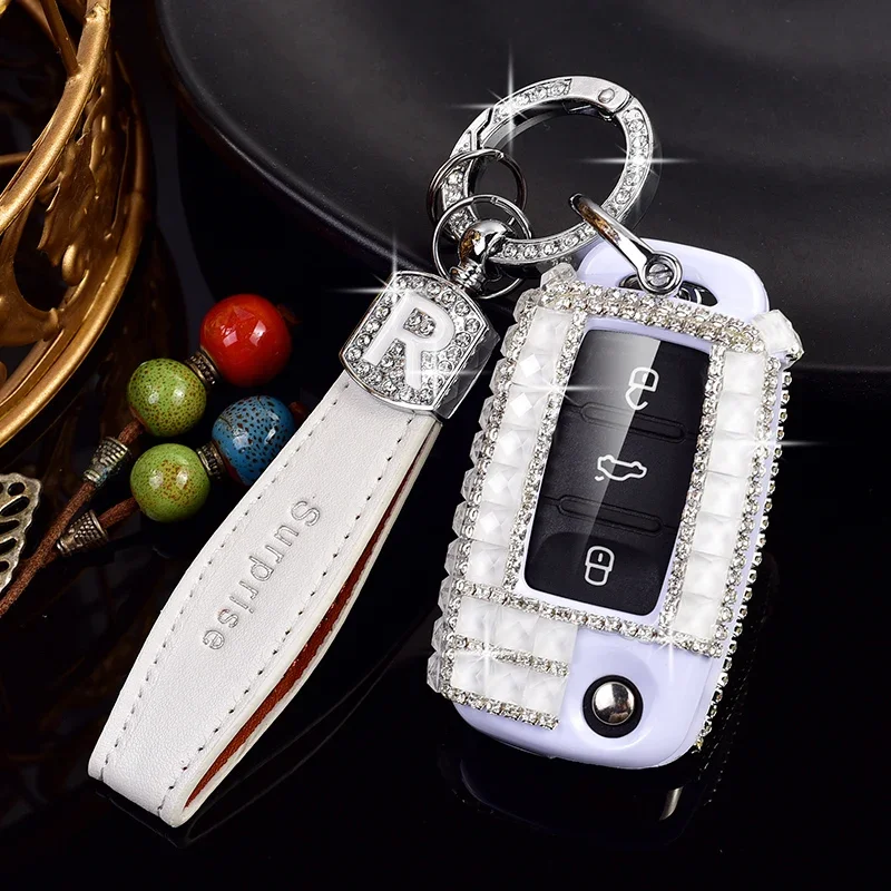 Fashion Luxury Women's Sparkling Rhinestone 2023-2024 For Nissan Rogue Key Fob Cover Pathfinder Keys Shells Case Cute Girly Wome