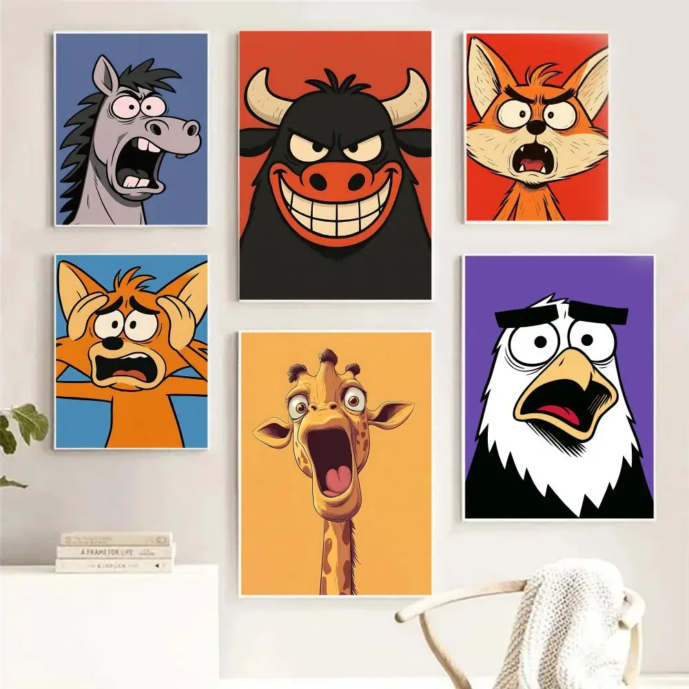 Peinture d'animaux mignons et étonnants, calligraphie, images pour la décoration murale intérieure de la chambre, affiche sur toile, art mural