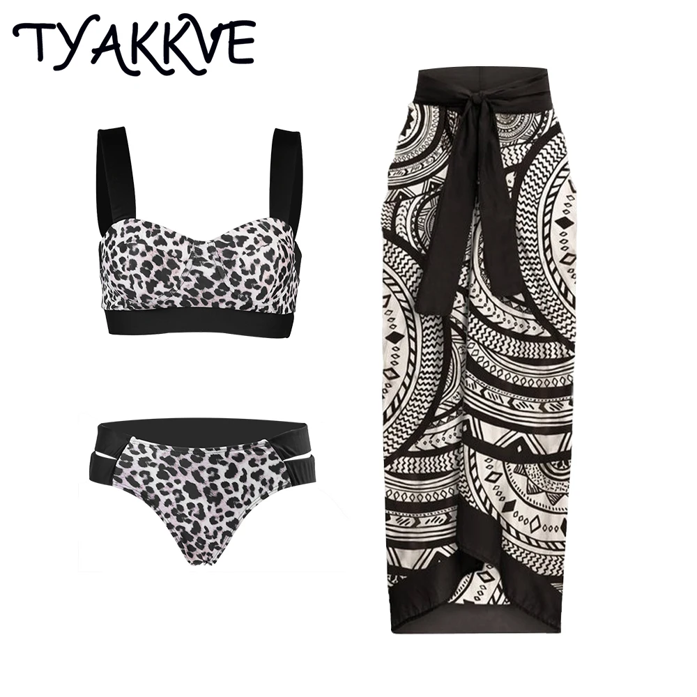 

TYAKKVE 2024 Push Up Bikini Set Swimsuit With Cover Up Women Swimwear Bathing Suit Beach 3D Flower Swimming Suit Biquini Dress