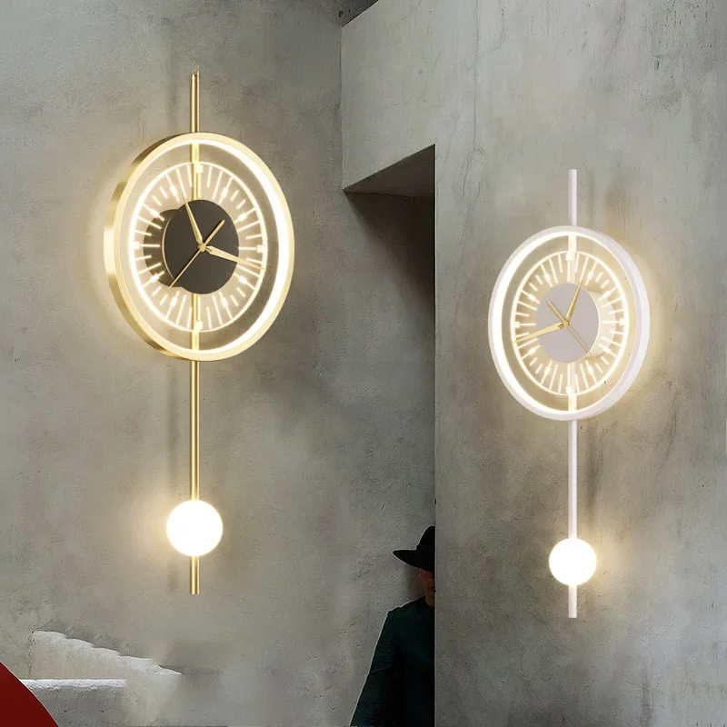 

Clock LED Wall Lamp Modern Wall Light Wall Sconces Indoor Lighting Home Decor for Bedside Corridor Aisle Hotel Living Room Light