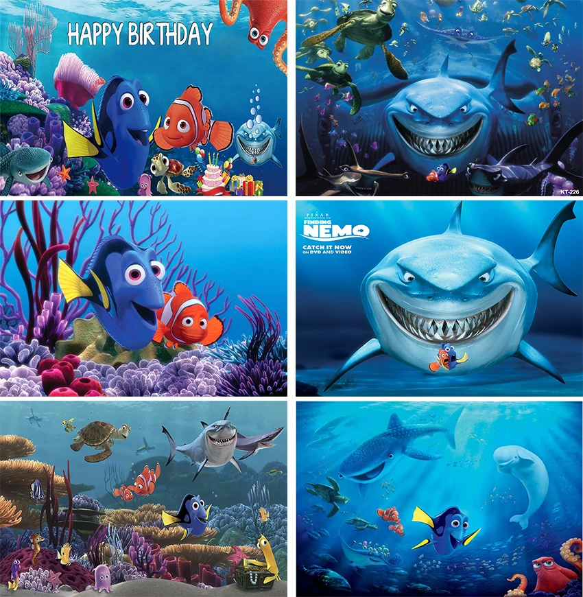 

Find Dory Nemo Photography Backdrop Kids Birthday Background Blue Undersea Fish Vinyl Polyester Photo Studios Props