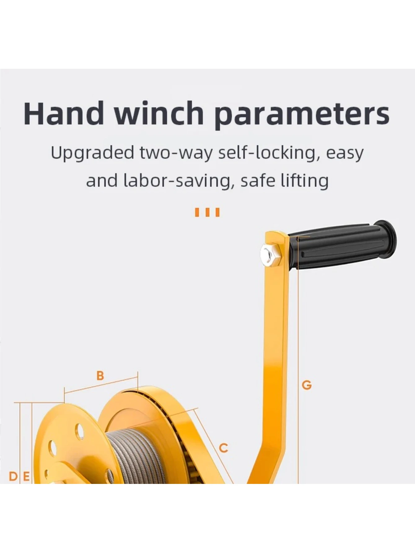 

with Galvanized Steel Wire Rope Hand Crank Operated Self-Locking Winch for Lifting Heavy Duty 1200LB Manual Hoist Winch