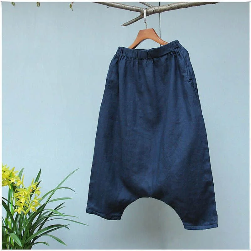 Lantern Pants Women Solid Summer Elastic Waist Loose Casual Baggy Pants Korean Style Cropped Trousers Streetwear Women Clothing