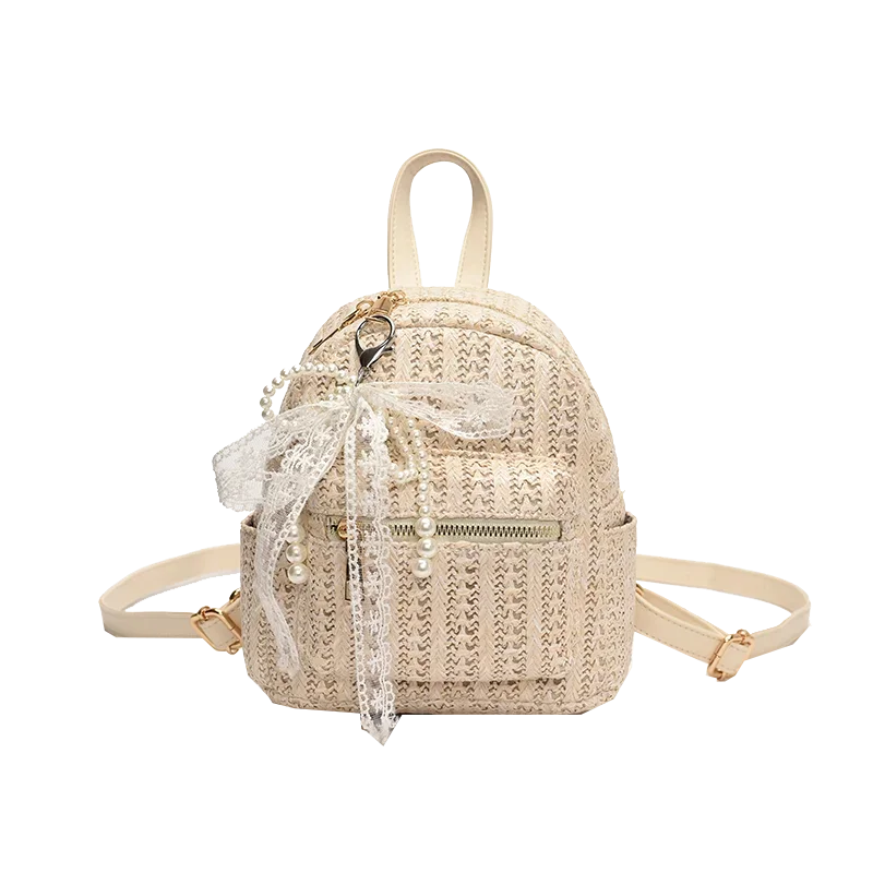 حقيبة ظهر صيفية جديدة منسوجة من القش 2025 حقيبة ظهر نسائية عصرية بسيطة ومتعددة الاستخدامات للعطلات غير رسمية صغيرة Mochilas Mujer #6