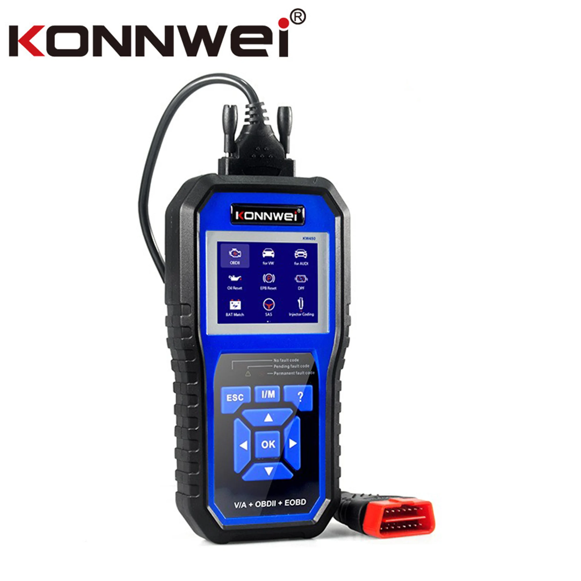 KONNWEI KW450 OBDⅡ Diagnostic Tool ABS Airbag Battery matching EPB DPF SAS BAT Match VAG Car Full System Fault Diagnosis Scanner