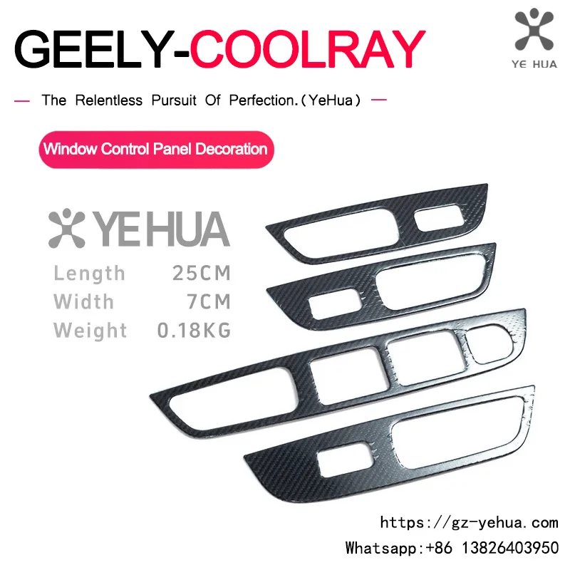 Für Geely Coolray 2018-2021 BinYue Auto Fahrerseite Fenster Bedienfeld Rahmen Stick-on Abdeckung Carbon Look dekoration Teil
