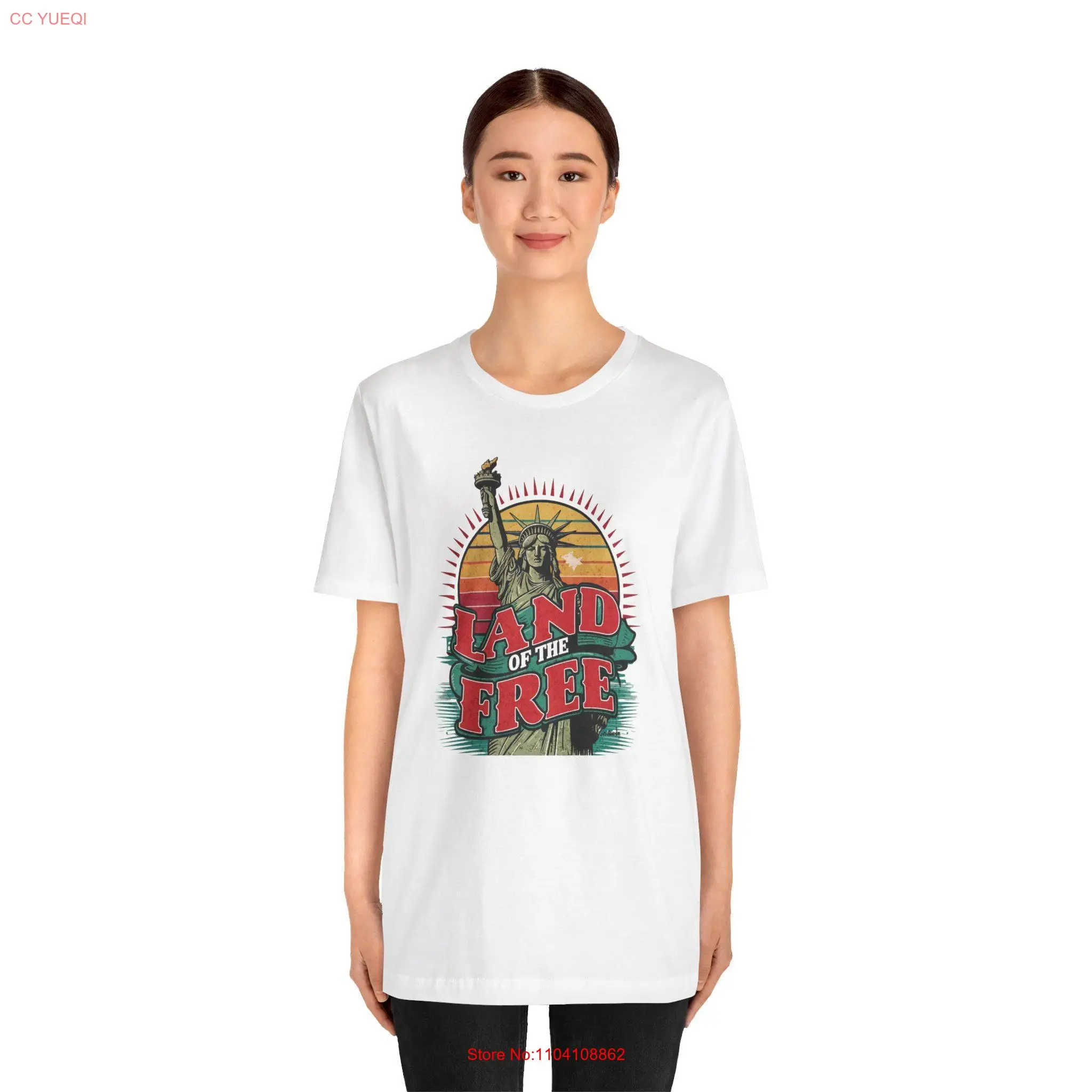 

Land of the Free T Shirt July 4th quotes Patriotic Independence Day long or short sleeves