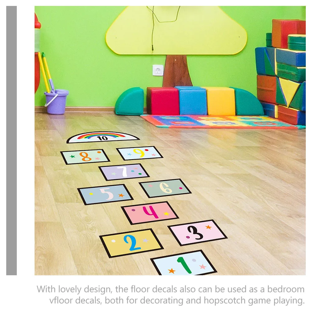 Numéros sauter à la grille salle de jeu stickers muraux enfant sol autocollant pour enfants autocollants couleur jeu pour enfants salle de classe