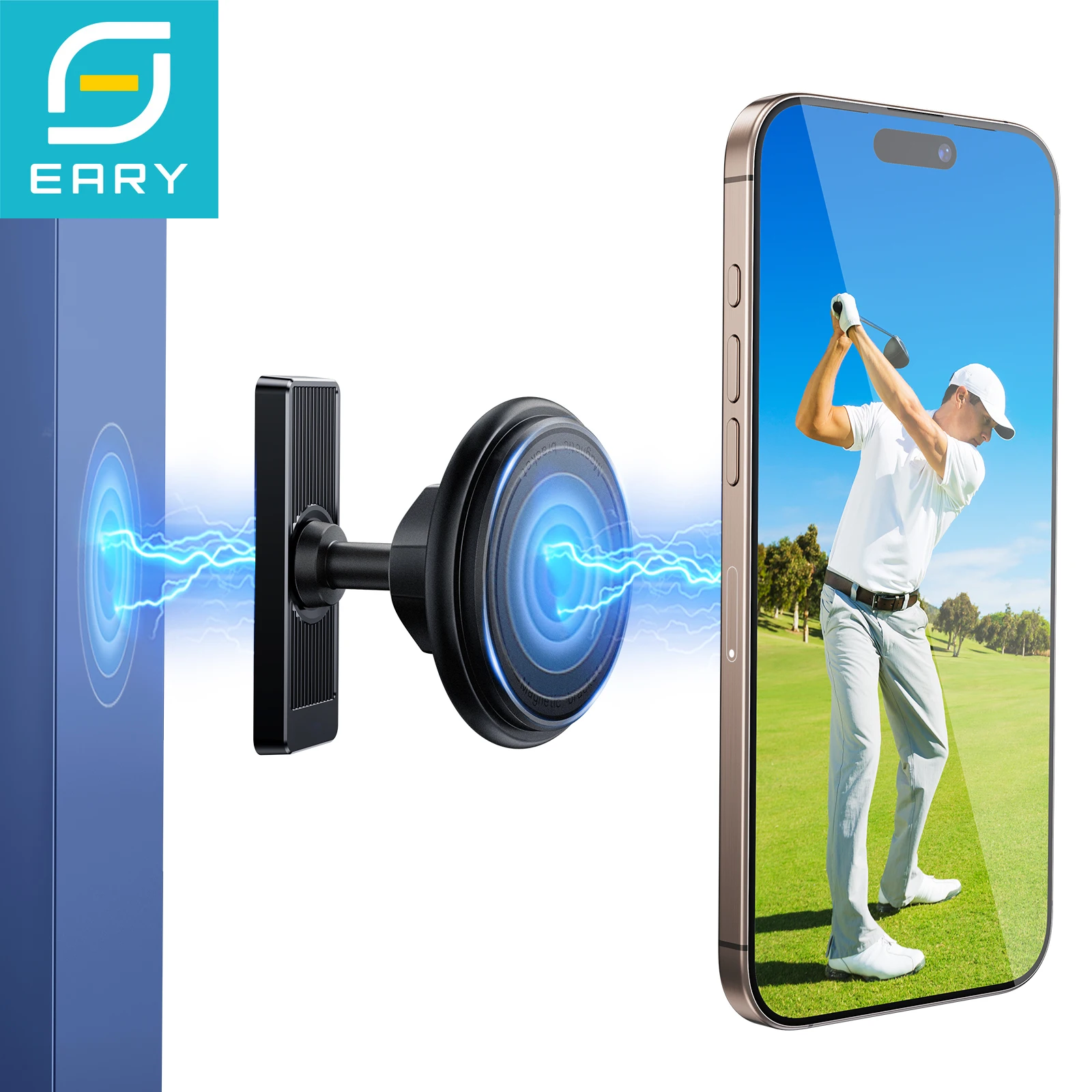 

Eary Magnetic Golf Cart Phone Holder Stand Mount With Magsafe 360°Rotate Car Bracket Fits for Boat Gym for iPhone Samsung Xiaomi