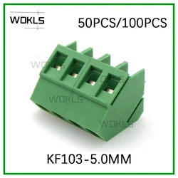 50PCS/100PCS 45 degree pcb screw terminal block / clamp connector brass kf103-5.0 DG103-5.0mm SMKDSP1.5/-5.0 ELK500S