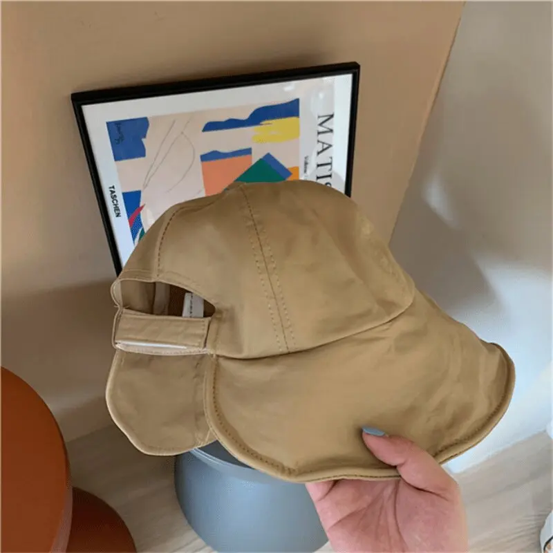 

Women's Simple Solid Color Bucket Hat Wide Edge Foldable Outdoor Fisherma's Hat Beach Ponytail Dome Velcro Adjustive Panama Hat