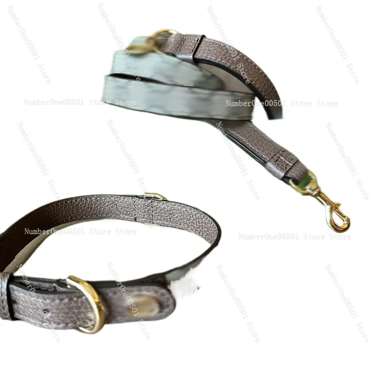 Genuine Leather Dog Collar and Leash Set Adjustable Puppy Collar for Small Medium Large Dogs