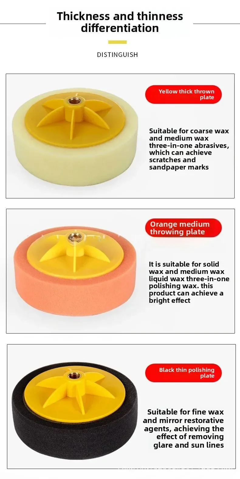 

6 Inch Waxing Sponge Restore Coarse, Medium And Fine Screw Polishing Disk Car Beauty Mirror Repair Sponge Wheel