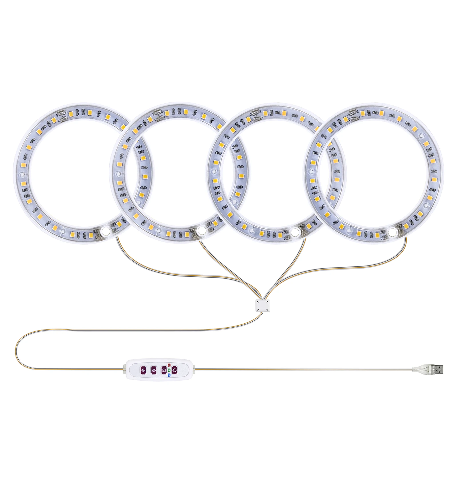 LED Grow Lights Full Spectrum Plant Lamp with 20 LEDs 8H/12H/16H Timer 5 Dimmable Levels Height Adjustable USB Angel Ring Lamp