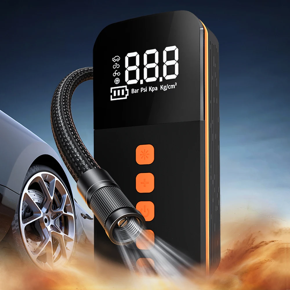 Portable Car 150PSI Wireless Air Compressor Handheld Electric Tire Inflator with LED Light Support Power Bank/Auto-Off Function