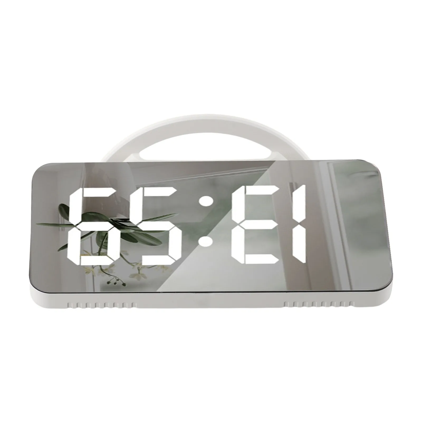 Adjustable Brightness for LED Mirror Clock Powerful Bed Shaker Snooze Functionality LxWxH 15.8x1.3x7.8cm For Bedroom Decor