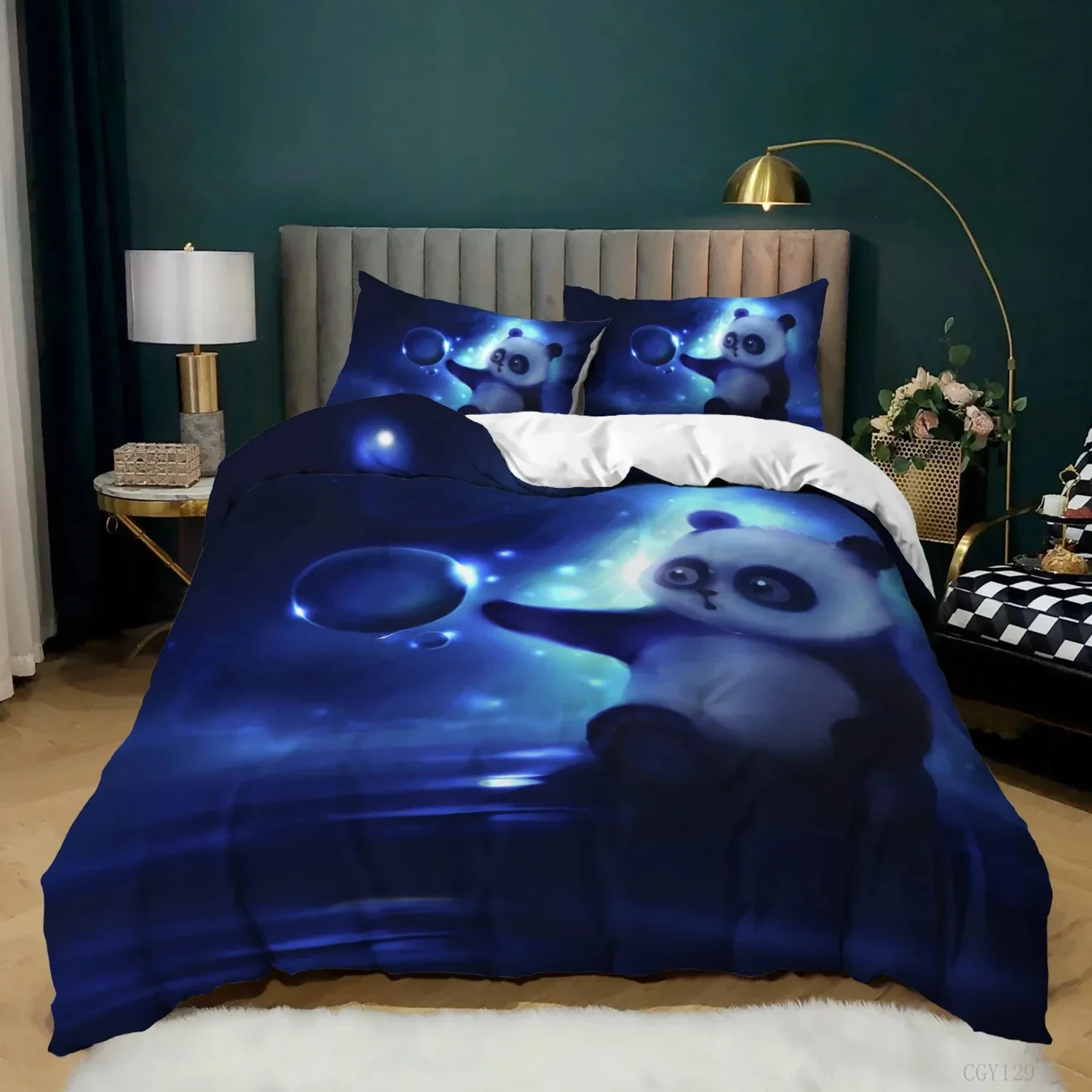 3PCS Single-sided Panda Printed Comforter Bedding Sets Comfortable Bedspreads Comforter Duvet King Queen Bedding Birthday Gift